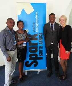 Changemakers Sonwabo Modimoeng, Ntsoaki Phali and Mwendeni Mafumo, with Spark International Co-founder and General Manager, Kaitlin Tait.